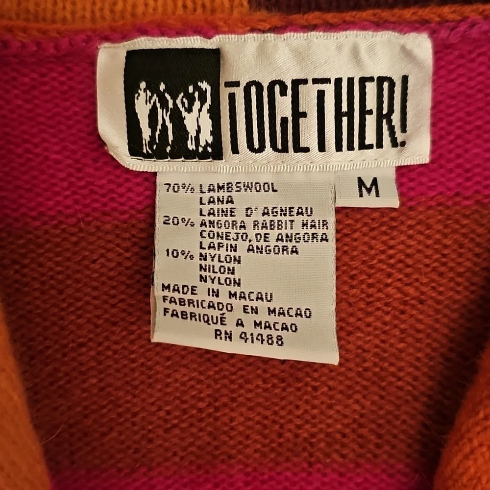ORANGE MULTI COLOR BUTTON DOWN SWEATER - Picture 9 of 9